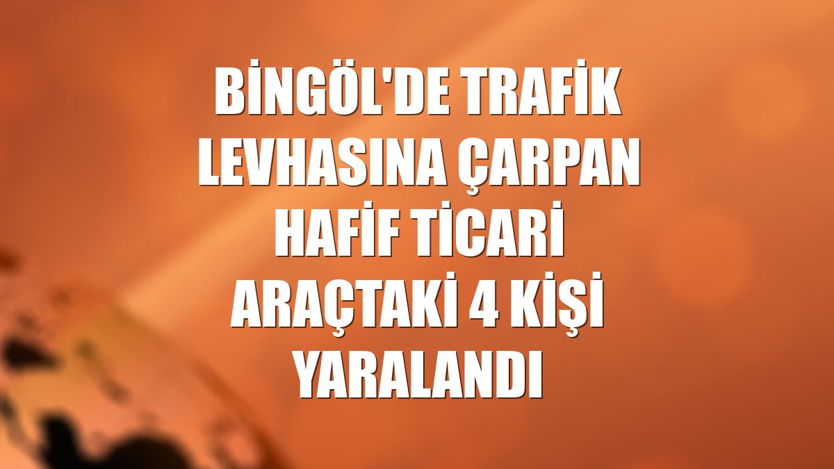 Bingöl'de trafik levhasına çarpan hafif ticari araçtaki 4 kişi yaralandı
