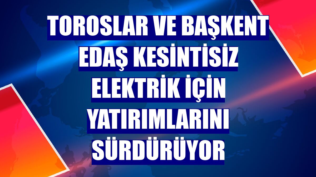 Toroslar ve Başkent EDAŞ kesintisiz elektrik için yatırımlarını sürdürüyor