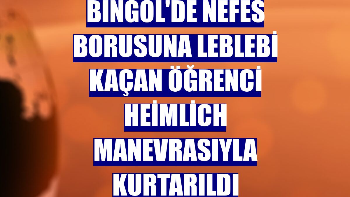 Bingöl'de nefes borusuna leblebi kaçan öğrenci Heimlich manevrasıyla kurtarıldı