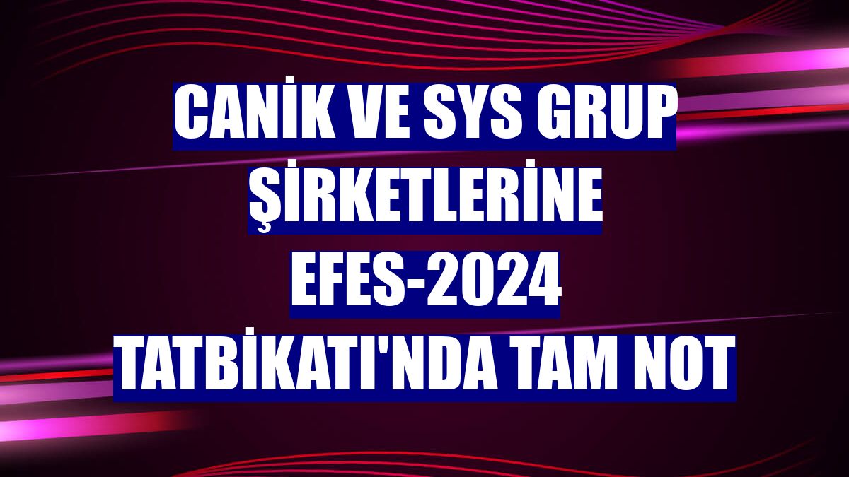 CANiK ve SYS Grup şirketlerine EFES-2024 Tatbikatı'nda tam not