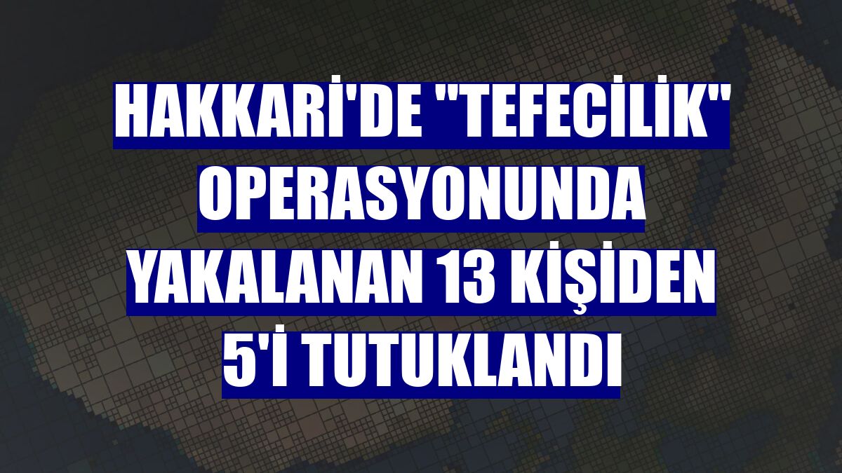 Hakkari'de "tefecilik" operasyonunda yakalanan 13 kişiden 5'i tutuklandı