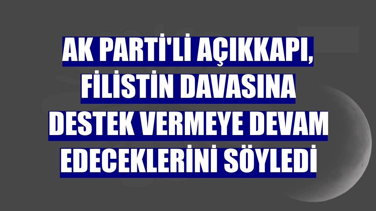 AK Parti'li Açıkkapı, Filistin davasına destek vermeye devam edeceklerini söyledi
