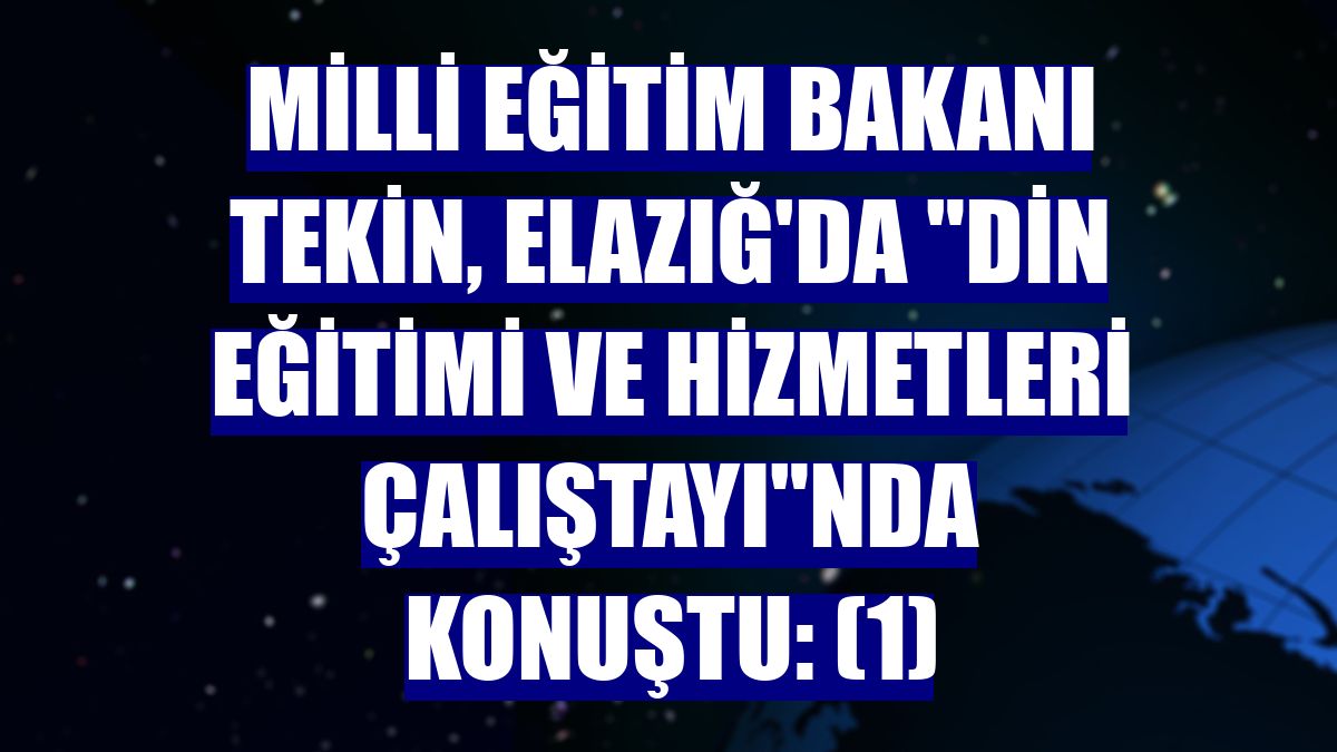 Milli Eğitim Bakanı Tekin, Elazığ'da "Din Eğitimi ve Hizmetleri Çalıştayı"nda konuştu: (1)