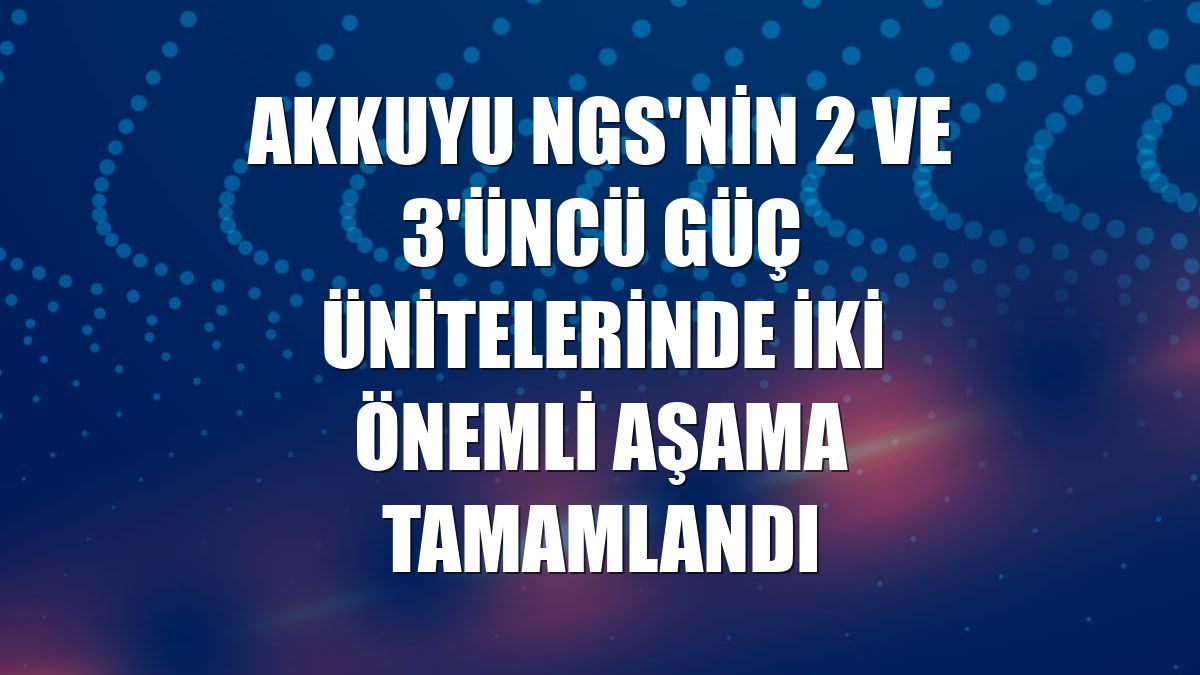 Akkuyu NGS'nin 2 ve 3'üncü güç ünitelerinde iki önemli aşama tamamlandı