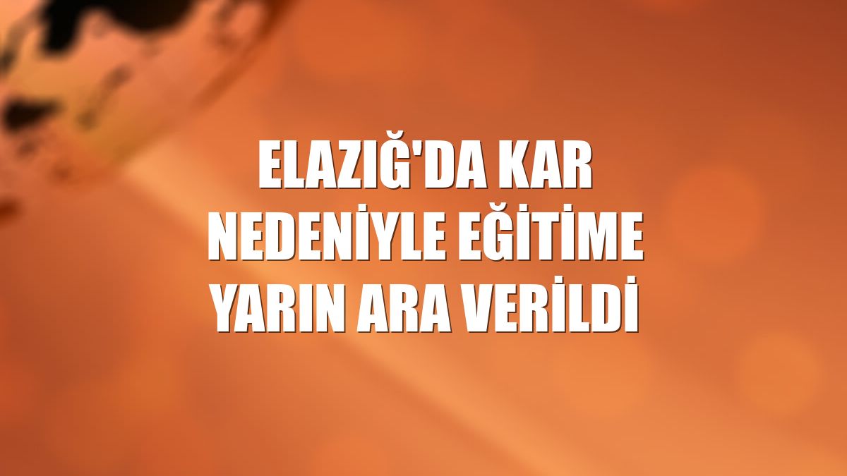 Elazığ'da kar nedeniyle eğitime yarın ara verildi