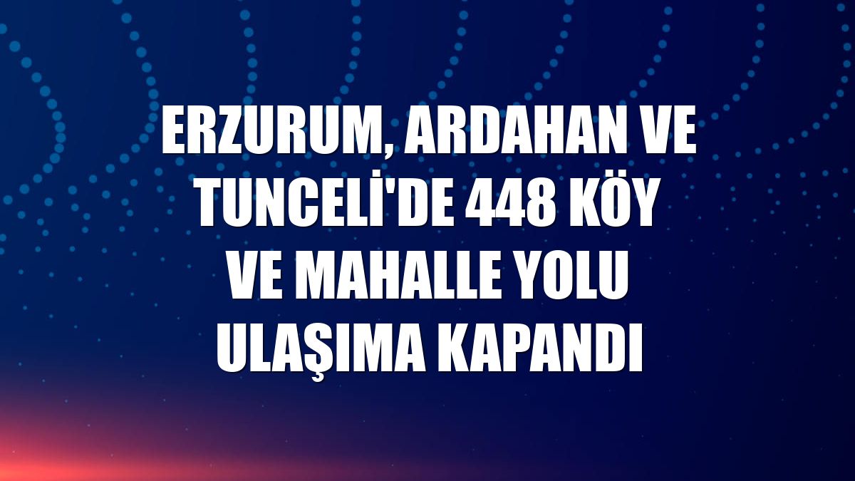 Erzurum, Ardahan ve Tunceli'de 448 köy ve mahalle yolu ulaşıma kapandı