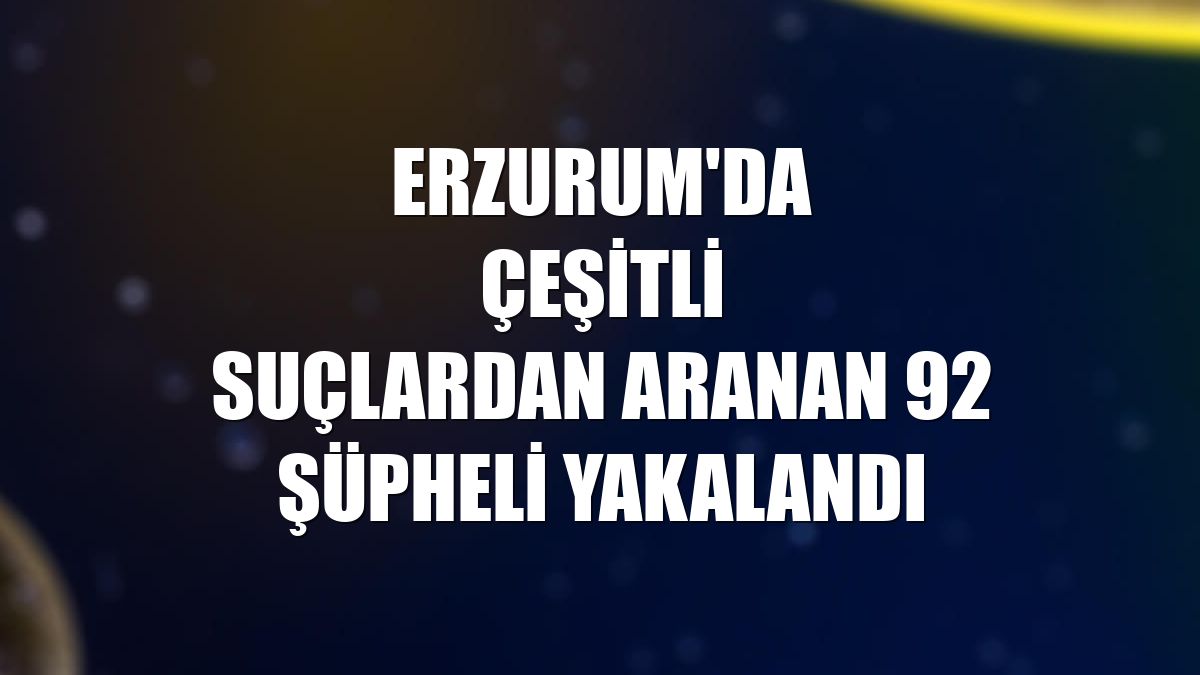 Erzurum'da çeşitli suçlardan aranan 92 şüpheli yakalandı