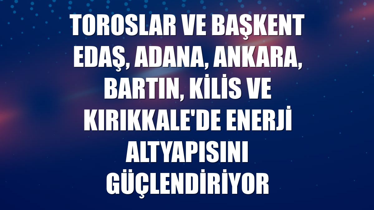 Toroslar ve Başkent EDAŞ, Adana, Ankara, Bartın, Kilis ve Kırıkkale'de enerji altyapısını güçlendiriyor