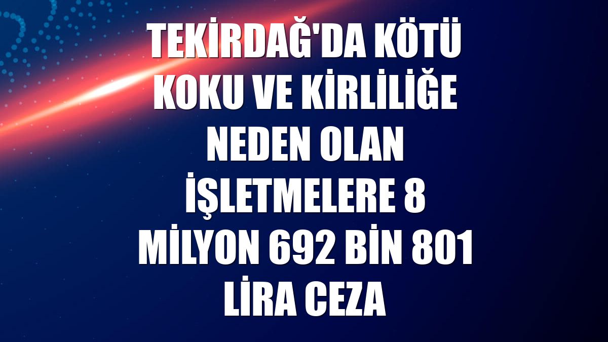 Tekirdağ'da kötü koku ve kirliliğe neden olan işletmelere 8 milyon 692 bin 801 lira ceza