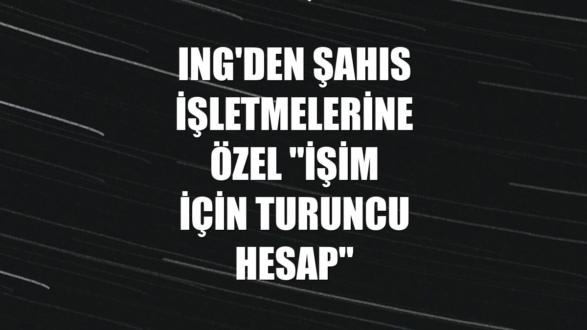 ING'den şahıs işletmelerine özel "İşim İçin Turuncu Hesap"