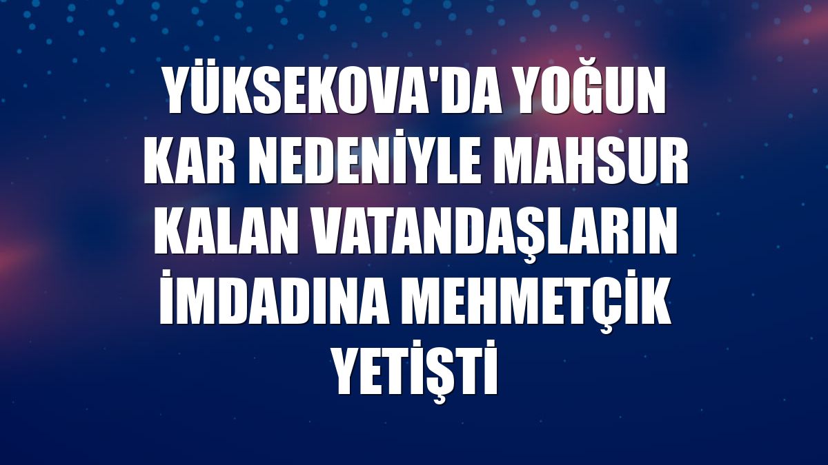 Yüksekova'da yoğun kar nedeniyle mahsur kalan vatandaşların imdadına Mehmetçik yetişti