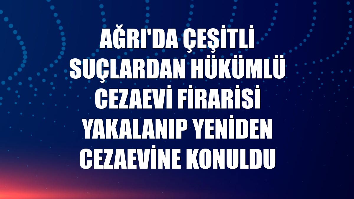 Ağrı'da çeşitli suçlardan hükümlü cezaevi firarisi yakalanıp yeniden cezaevine konuldu