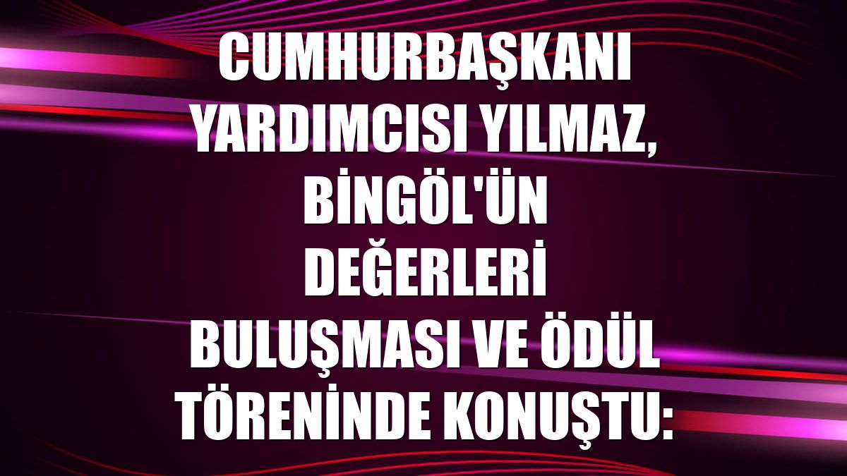 Cumhurbaşkanı Yardımcısı Yılmaz, Bingöl'ün Değerleri Buluşması ve Ödül Töreninde konuştu: