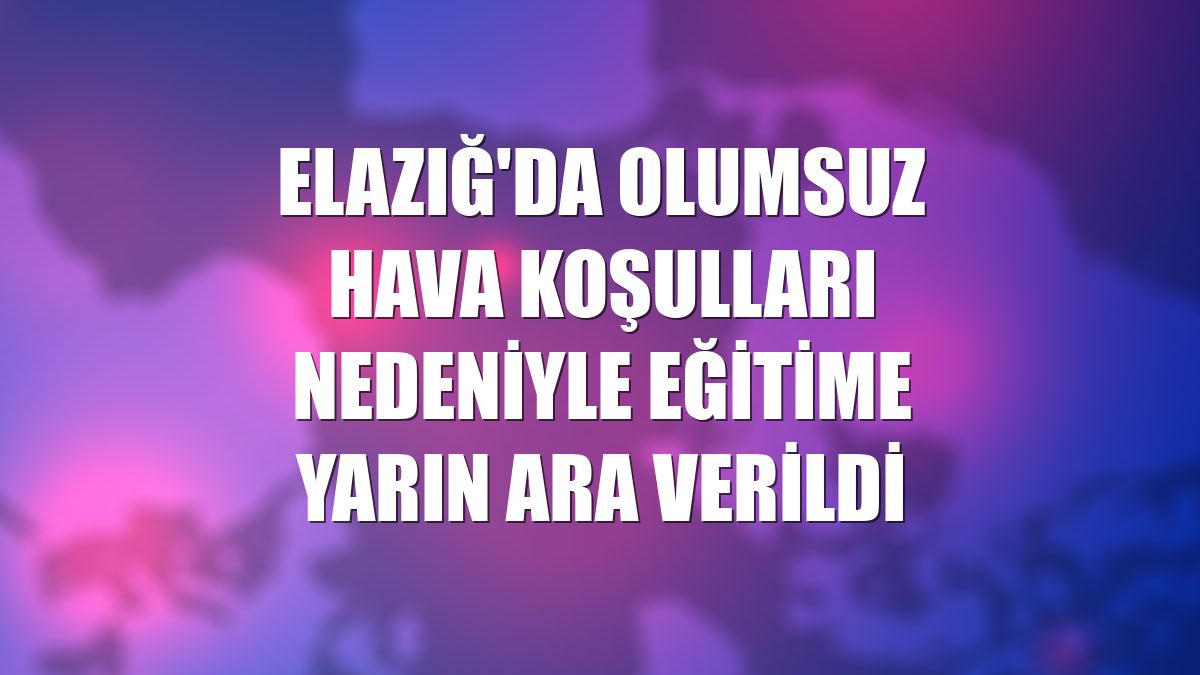 Elazığ'da olumsuz hava koşulları nedeniyle eğitime yarın ara verildi