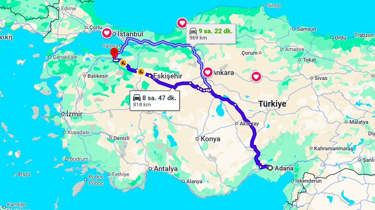 Adana ile Bursa Arası Kaç KM? Kaç Saat? Adana/Bursa Mesafe Bilgisi!