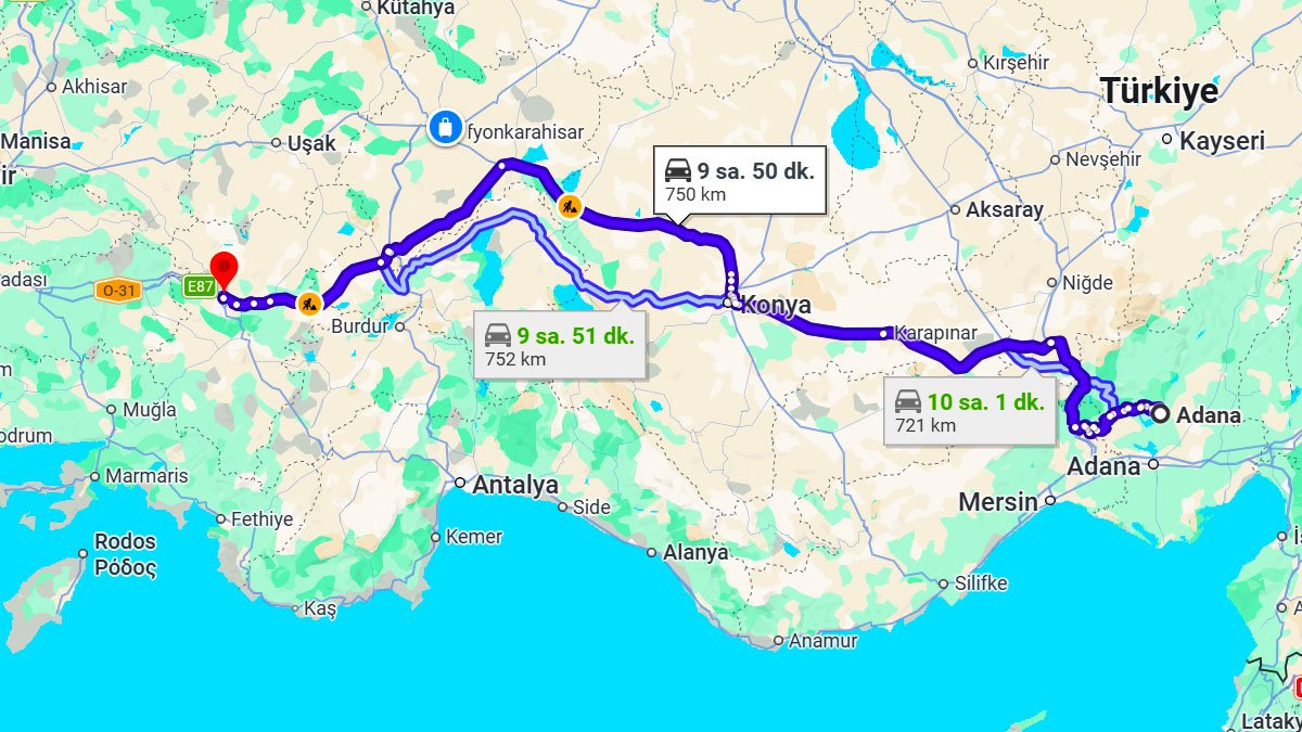 Adana ile Denizli Arası Kaç KM? Kaç Saat? Adana/Denizli Mesafe Bilgisi!