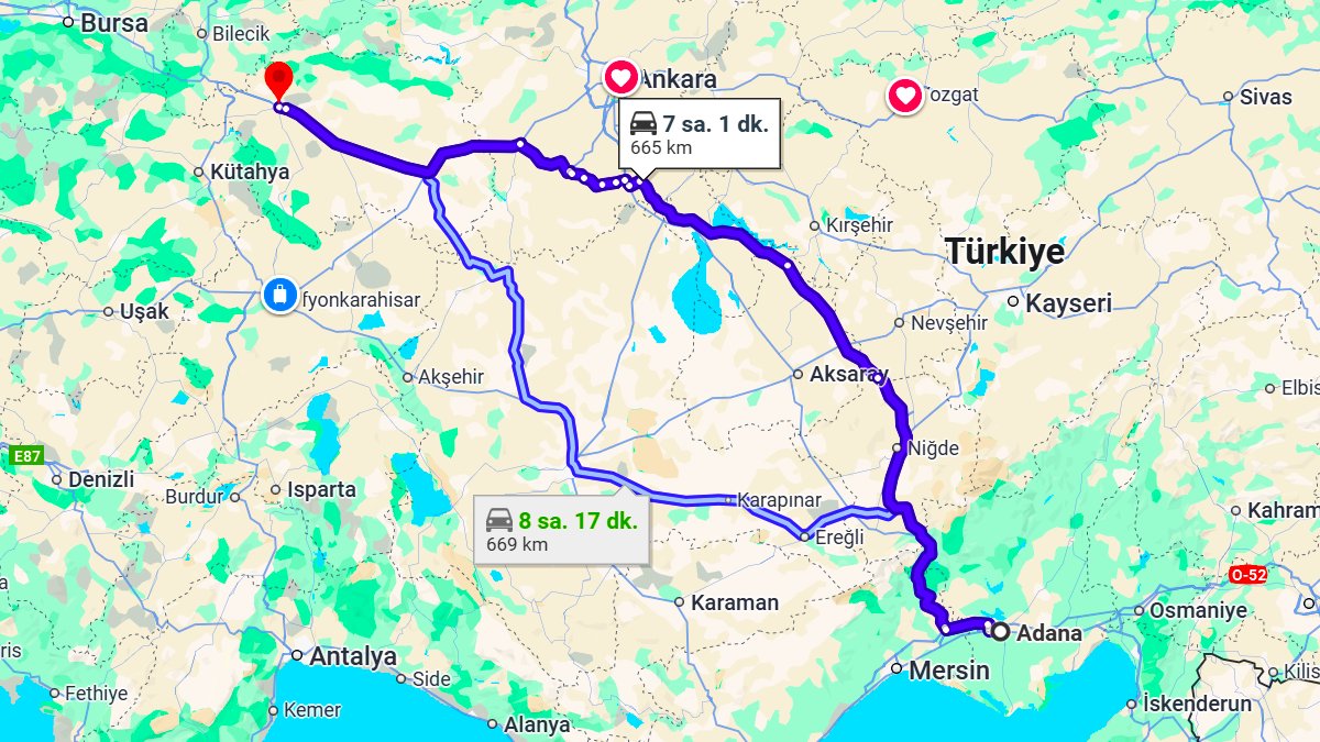 Adana ile Eskişehir Arası Kaç KM? Kaç Saat? Adana/Eskişehir Mesafe Bilgisi!
