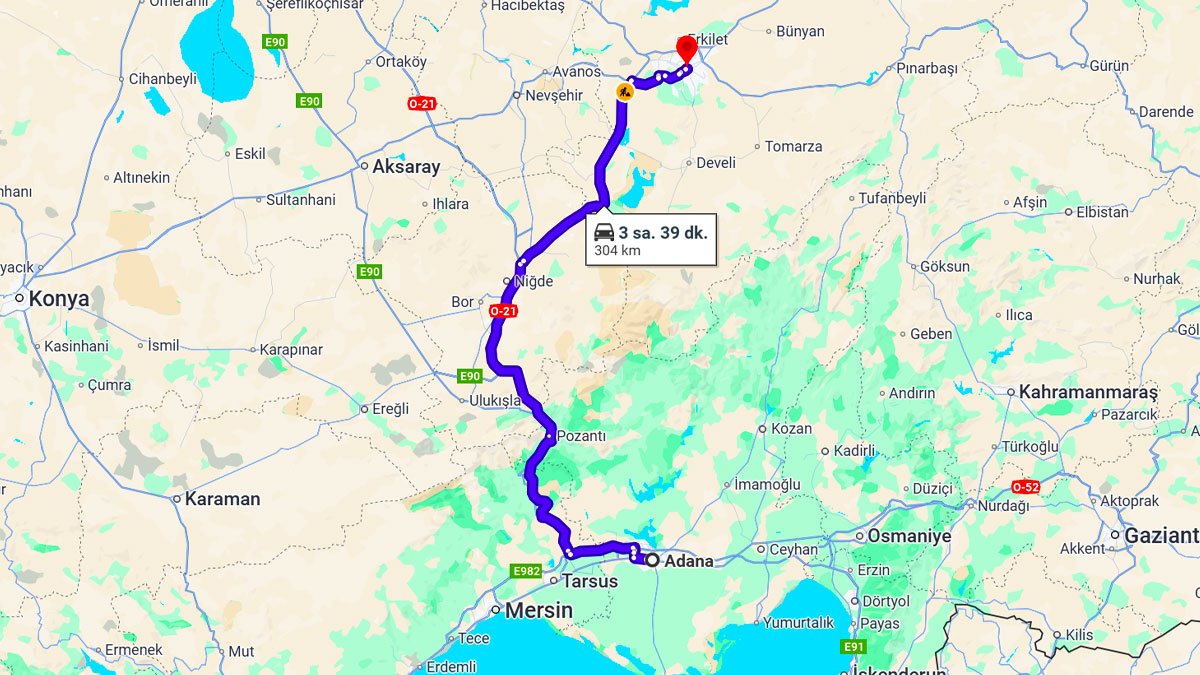 Adana ile Kayseri Arası Kaç Km? Kaç Saat? Adana/Kayseri Mesafe Bilgisi!