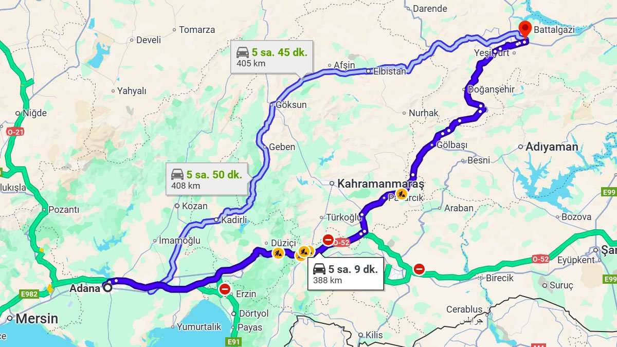 Adana ile Malatya Arası Kaç KM? Kaç Saat? Adana/Malatya Mesafe Bilgisi!