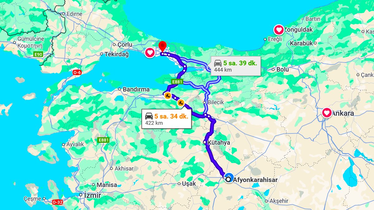 Afyonkarahisar ile İstanbul Arası Kaç KM? Kaç Saat? Afyonkarahisar/İstanbul Mesafe Bilgisi!