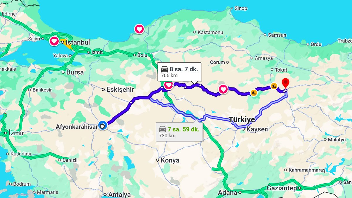 Afyonkarahisar ile Sivas Arası Kaç KM? Kaç Saat? Afyonkarahisar/Sivas Mesafe Bilgisi!