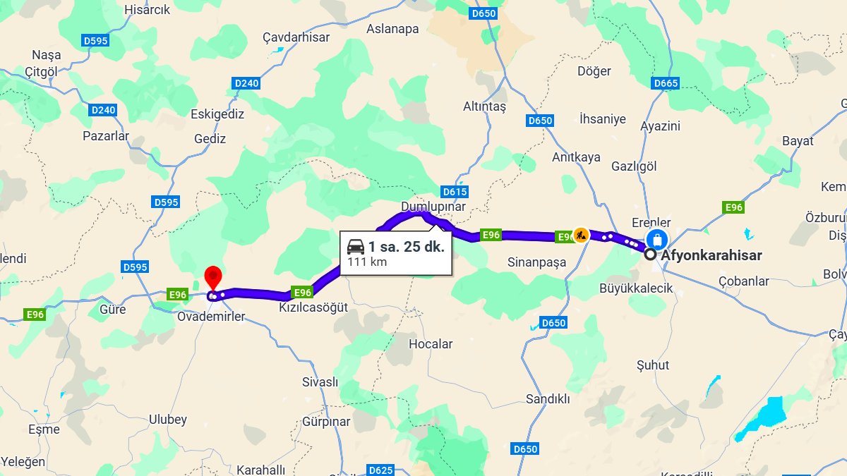 Afyonkarahisar ile Uşak Arası Kaç KM? Kaç Saat? Afyonkarahisar/Uşak Mesafe Bilgisi!