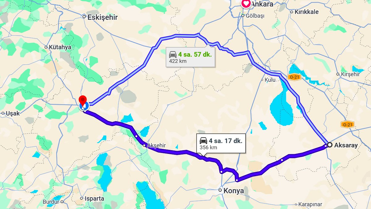Aksaray ile Afyonkarahisar Arası Kaç KM? Kaç Saat? Aksaray/Afyonkarahisar Mesafe Bilgisi!