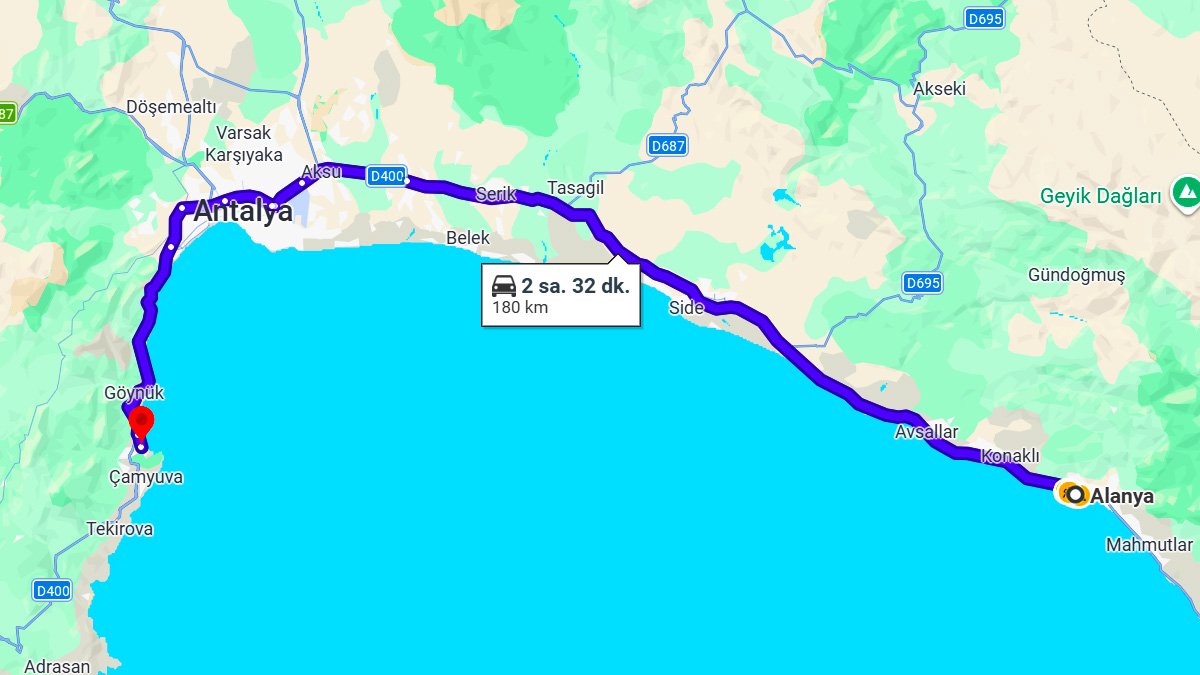 Alanya ile Kemer Arası Kaç KM? Kaç Saat? Alanya/Kemer Mesafe Bilgisi!