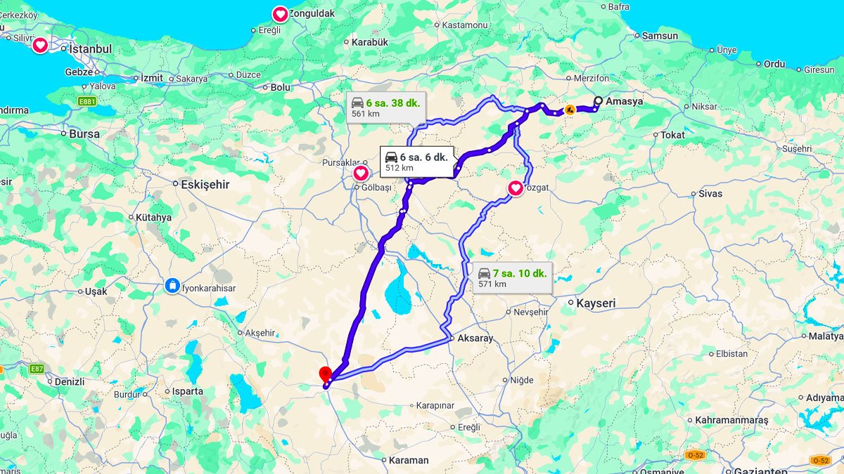 Amasya ile Konya Arası Kaç KM? Kaç Saat? Amasya/Konya Mesafe Bilgisi!