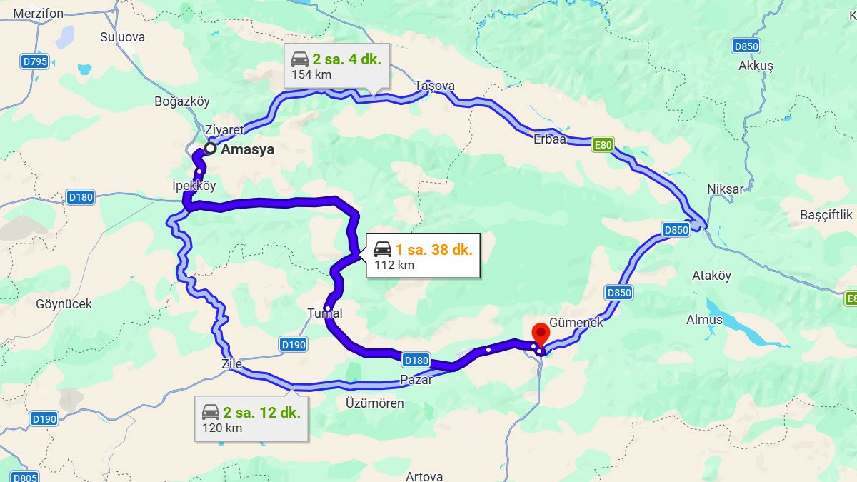 Amasya ile Tokat Arası Kaç KM? Kaç Saat? Amasya/Tokat Mesafe Bilgisi!