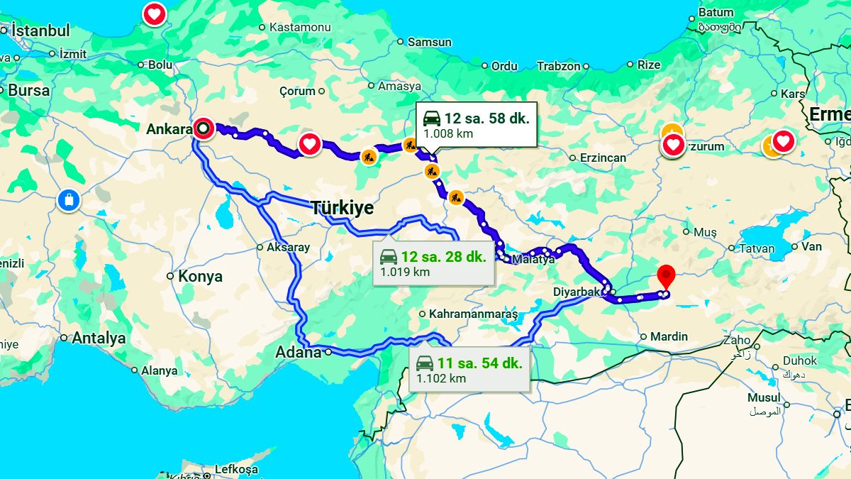 Ankara ile Batman Arası Kaç KM? Kaç Saat? Ankara/Batman Mesafe Bilgisi!
