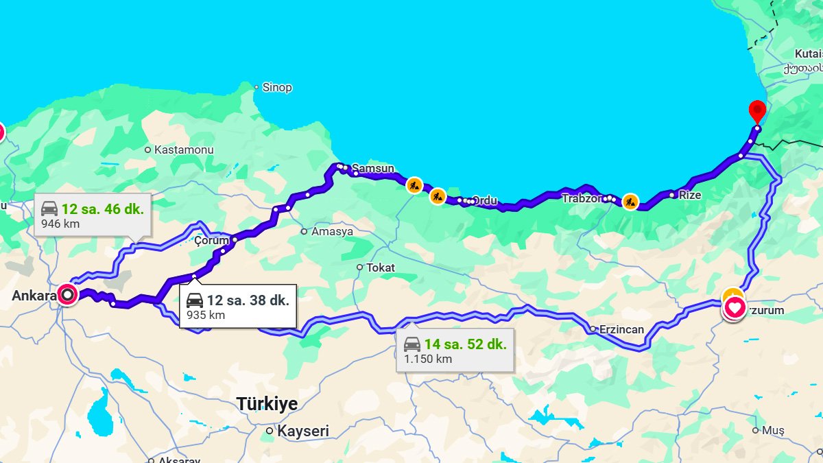 Ankara ile Batum Arası Kaç KM? Kaç Saat? Ankara/Batum Mesafe Bilgisi!