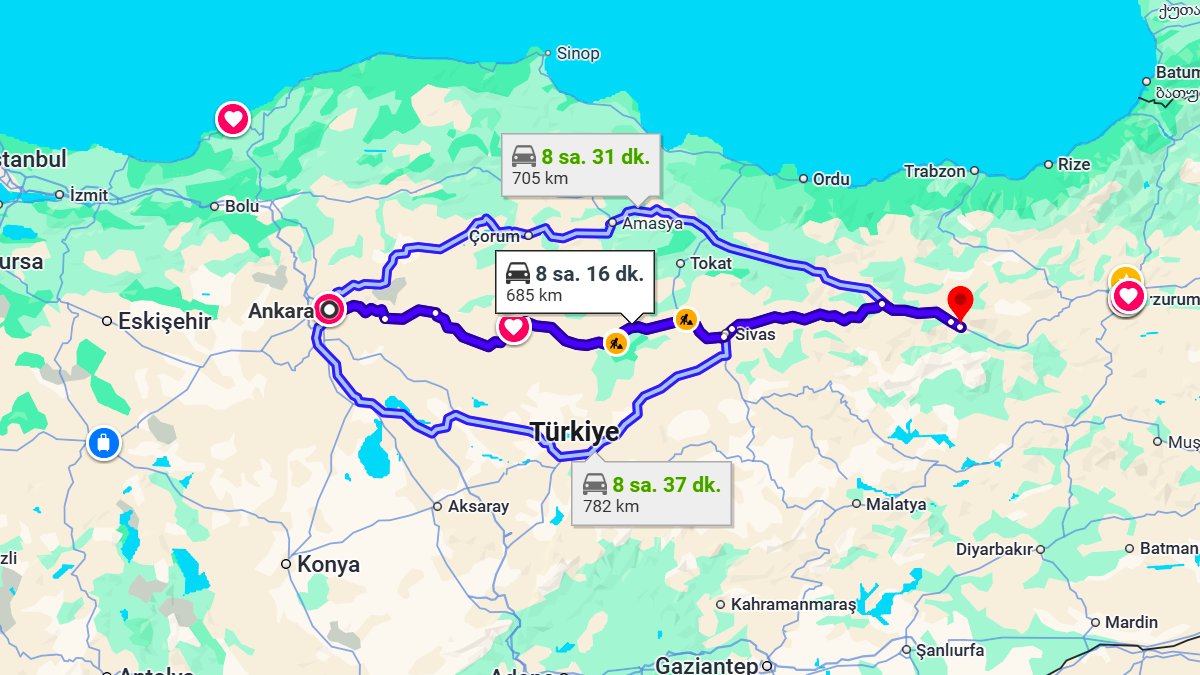 Ankara ile Erzincan Arası Kaç Km? Kaç Saat? Ankara/Erzincan Mesafe Bilgisi!