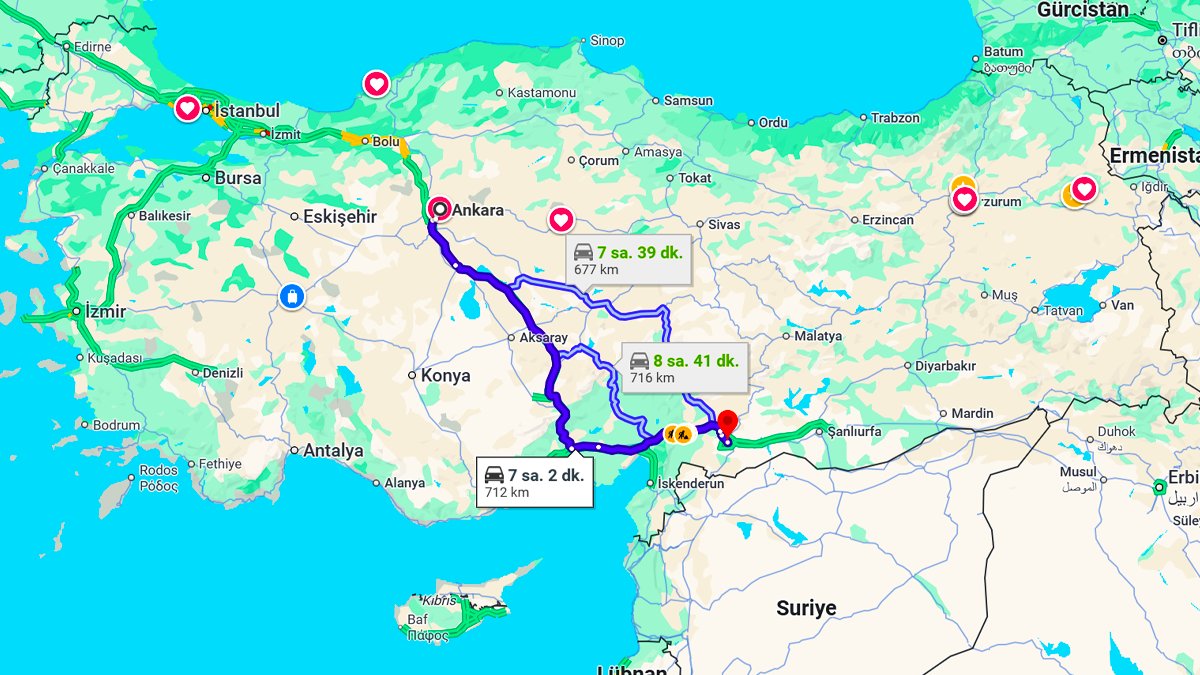 Ankara ile Gaziantep Arası Kaç KM? Kaç Saat? Ankara/Gaziantep Mesafe Bilgisi!