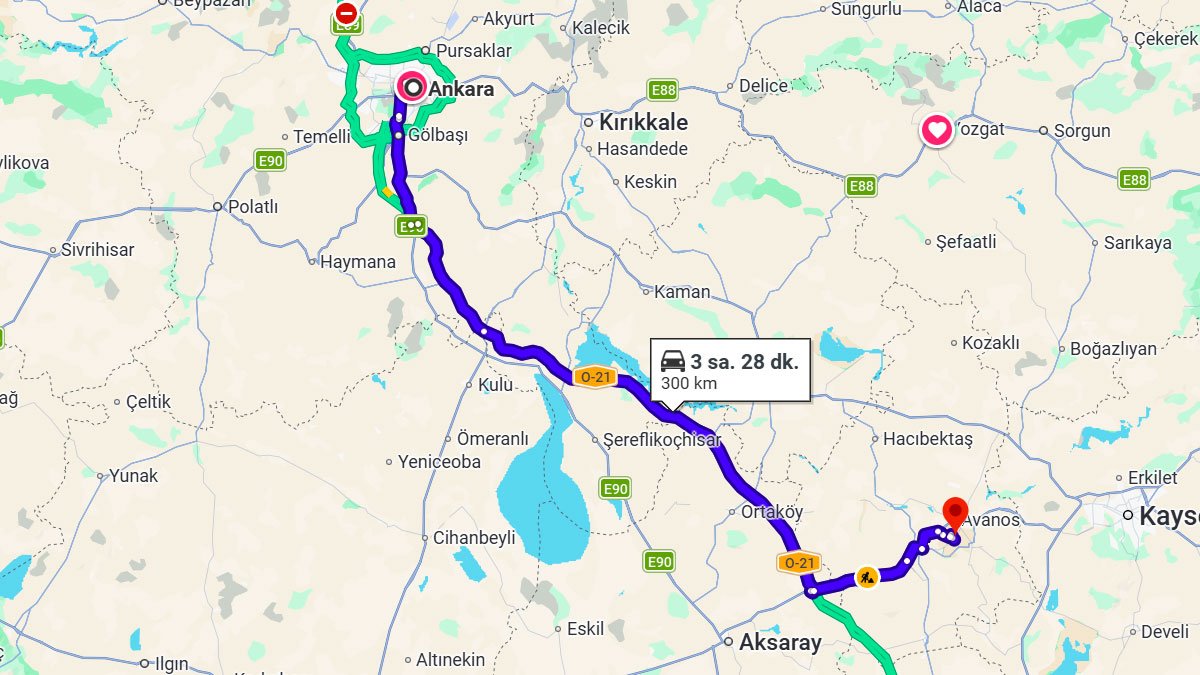 Ankara ile Kapadokya Arası Kaç KM? Kaç Saat? Ankara/Kapadokya Mesafe Bilgisi!