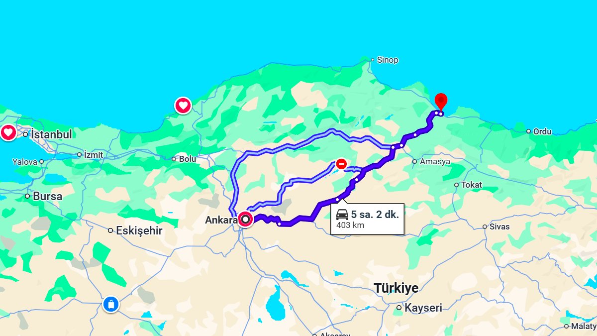 Ankara ile Samsun Arası Kaç KM? Kaç Saat? Ankara/Samsun Mesafe Bilgisi!