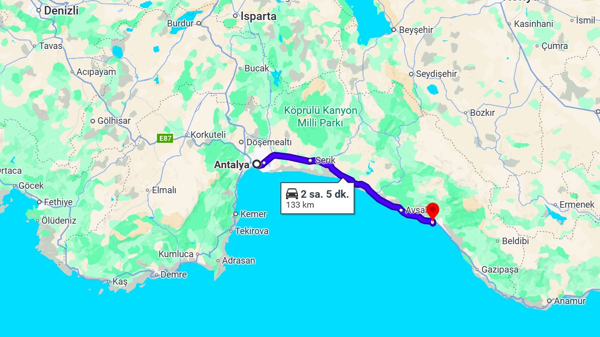 Antalya ile Alanya Arası Kaç KM? Kaç Saat? Antalya/Alanya Mesafe Bilgisi!