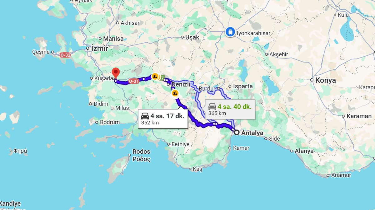 Antalya ile Aydın Arası Kaç KM? Kaç Saat? Antalya/Aydın Mesafe Bilgisi!