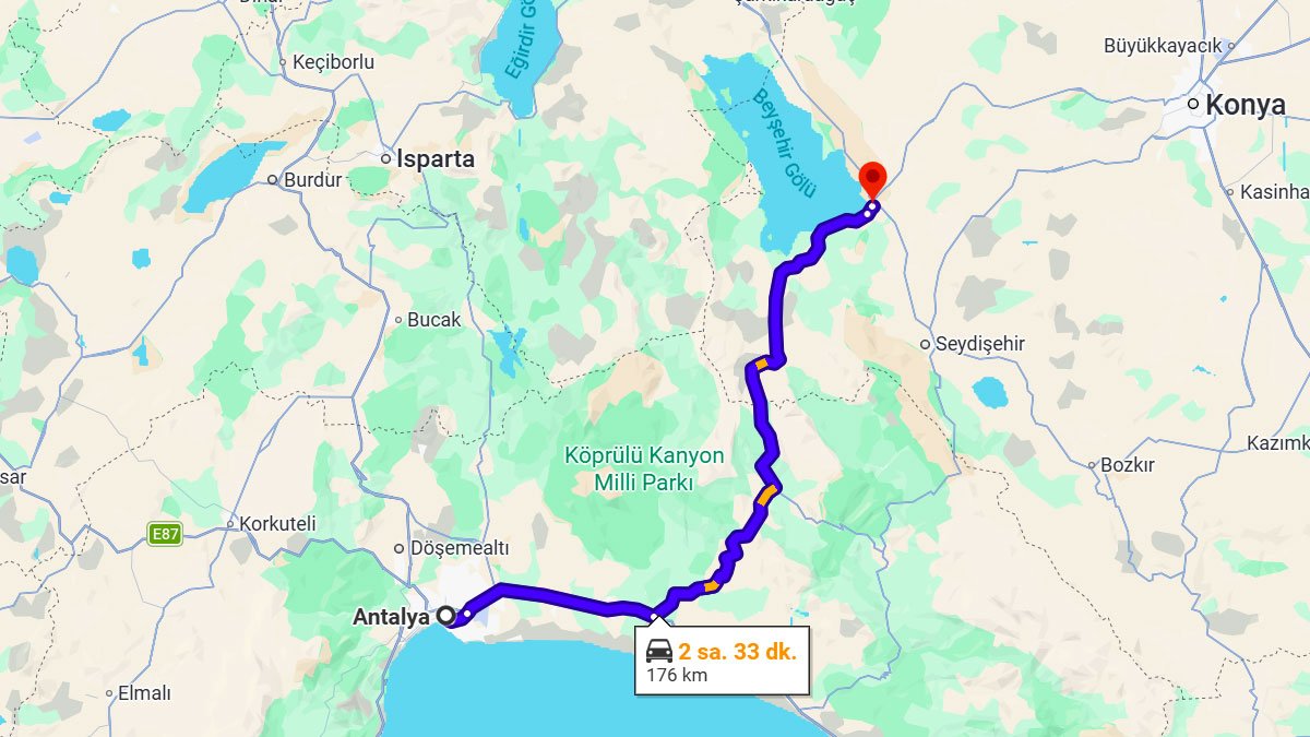 Antalya ile Beyşehir Arası Kaç KM? Kaç Saat? Antalya/Beyşehir Mesafe Bilgisi!