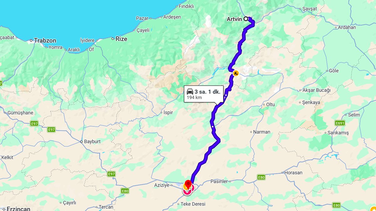 Artvin ile Erzurum Arası Kaç KM? Kaç Saat? Artvin/Erzurum Mesafe Bilgisi!