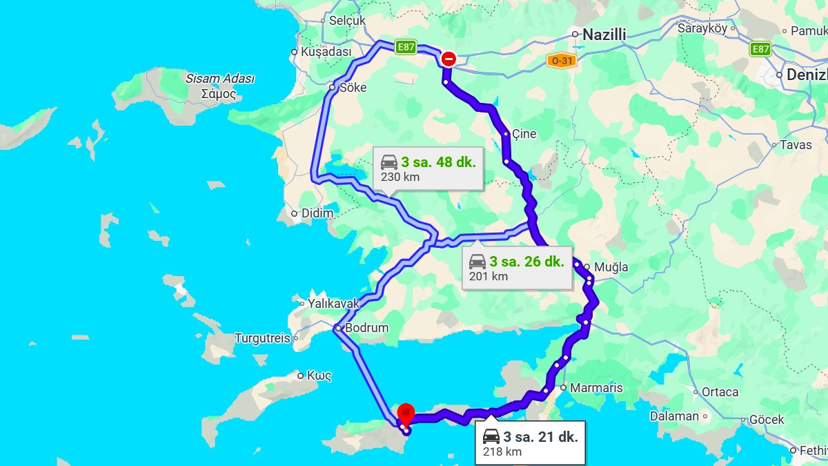 Aydın ile Datça Arası Kaç KM? Kaç Saat? Aydın/Datça Mesafe Bilgisi!