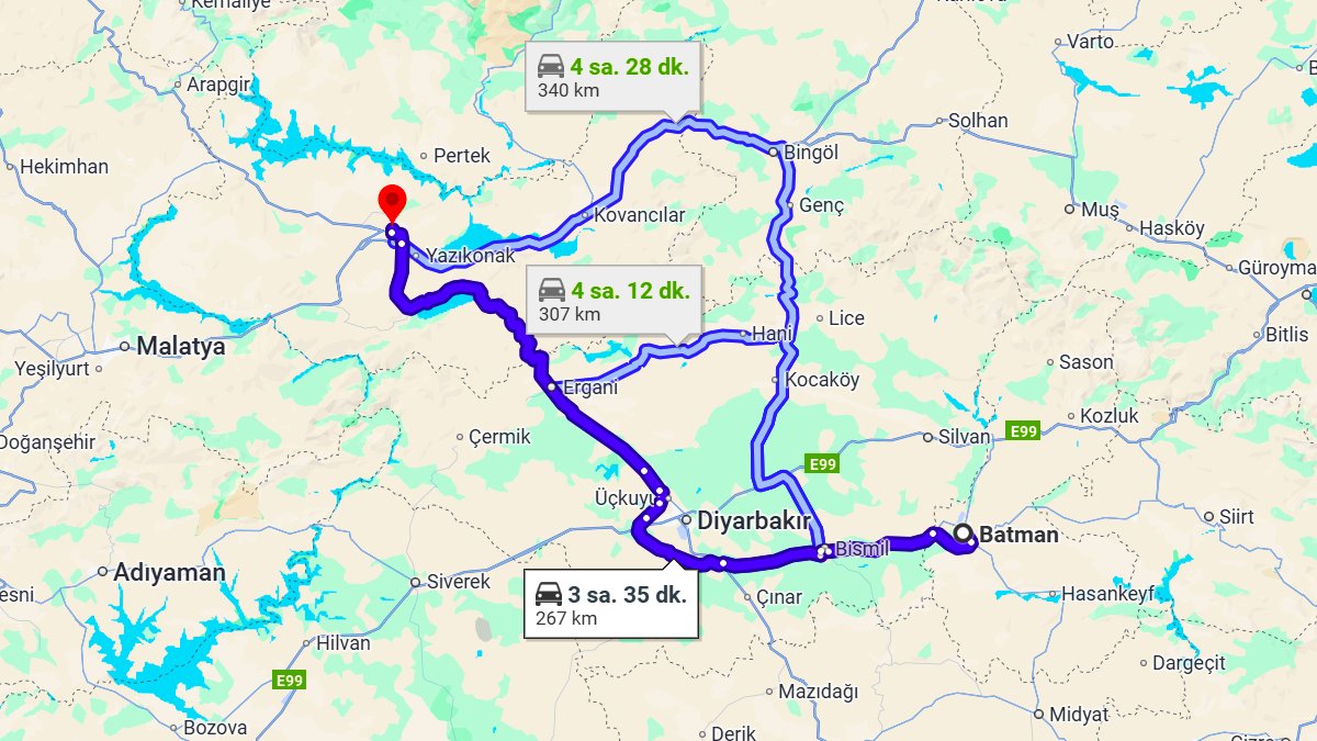 Batman ile Elazığ Arası Kaç Km? Kaç Saat? Batman/Elazığ Mesafe Bilgisi!
