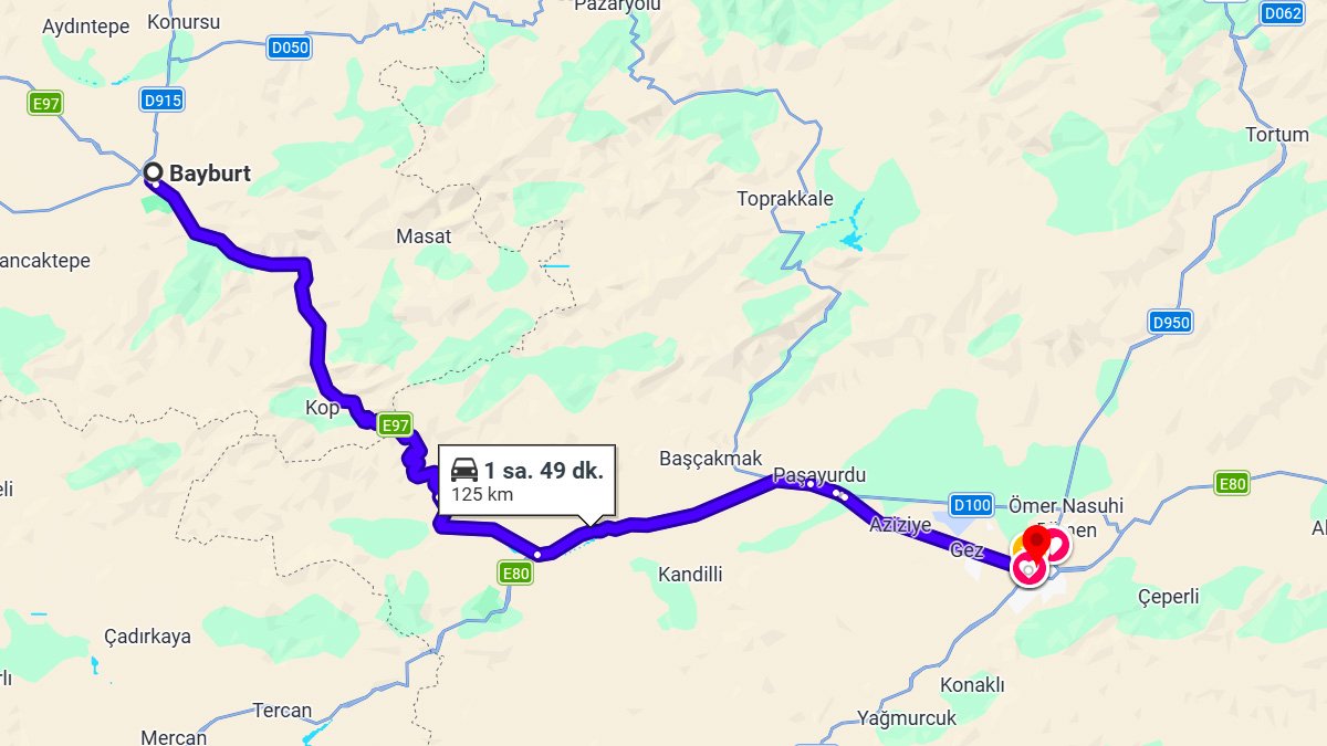 Bayburt ile Erzurum Arası Kaç KM? Kaç Saat? Bayburt/Erzurum Mesafe Bilgisi!