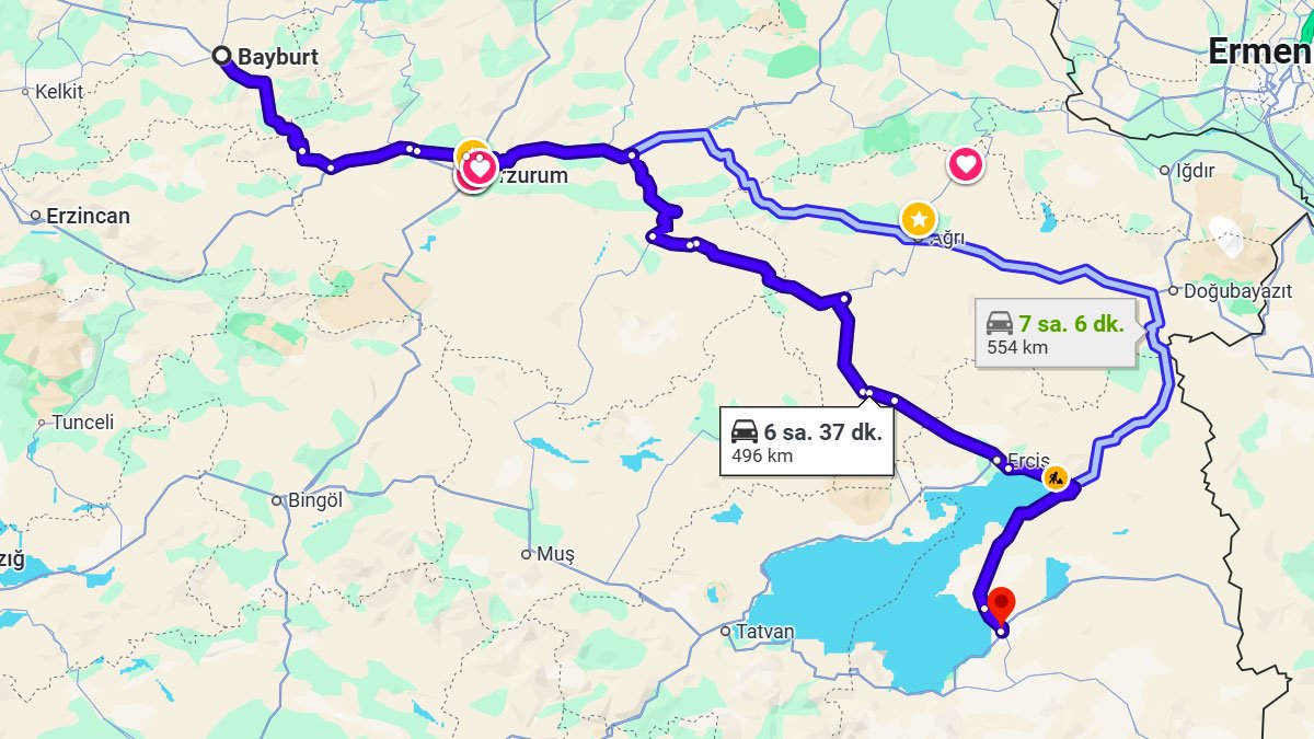 Bayburt ile Van Arası Kaç KM? Kaç Saat? Bayburt/Van Mesafe Bilgisi!