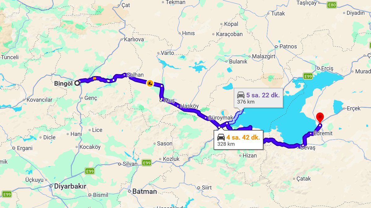 Bingöl Van Arası Kaç Km?