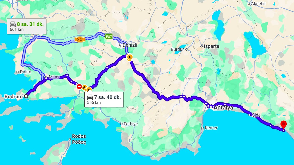 Bodrum ile Alanya Arası Kaç KM? Kaç Saat? Bodrum/Alanya Mesafe Bilgisi!
