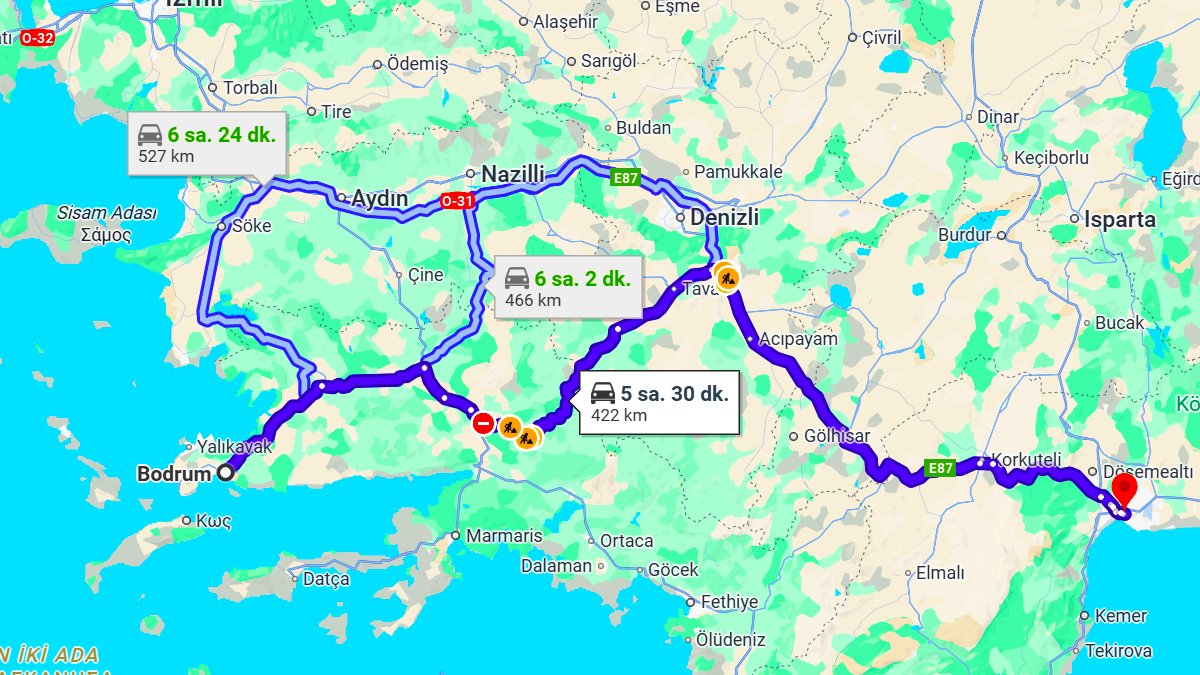 Bodrum ile Antalya Arası Kaç KM? Kaç Saat? Bodrum/Antalya Mesafe Bilgisi!