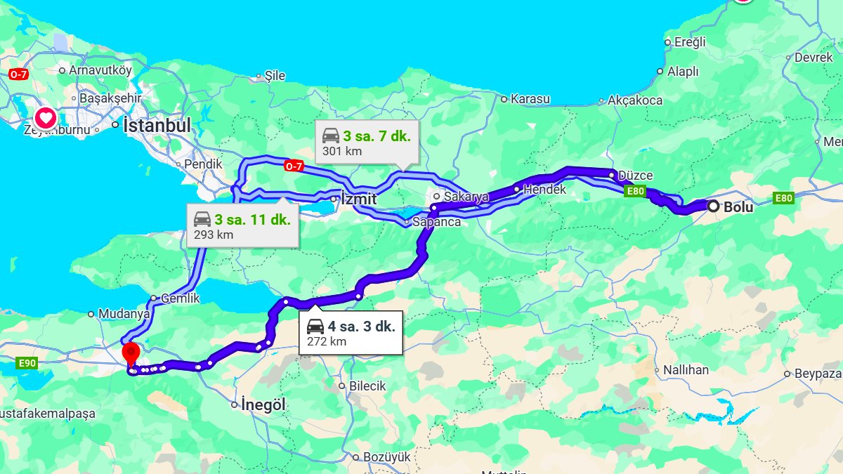 Bolu ile Bursa Arası Kaç KM? Kaç Saat? Bolu/Bursa Mesafe Bilgisi!