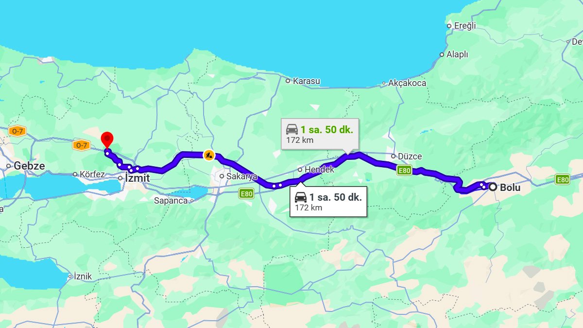 Bolu ile Kocaeli Arası Kaç KM? Kaç Saat? Bolu/Kocaeli Mesafe Bilgisi!