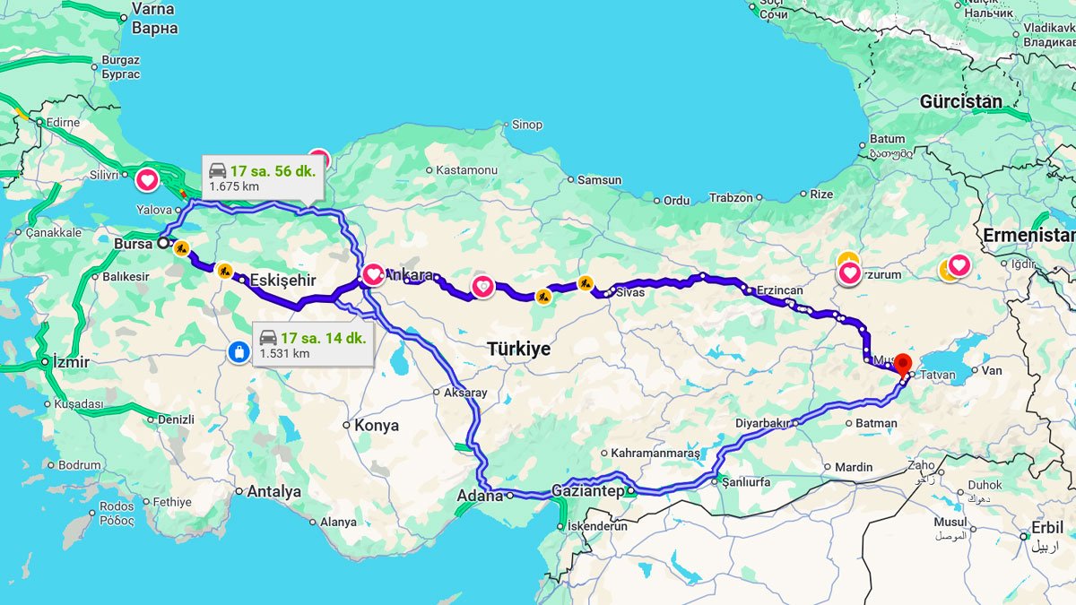 Bursa ile Bitlis Arası Kaç KM? Kaç Saat? Bursa/Bitlis Mesafe Bilgisi!